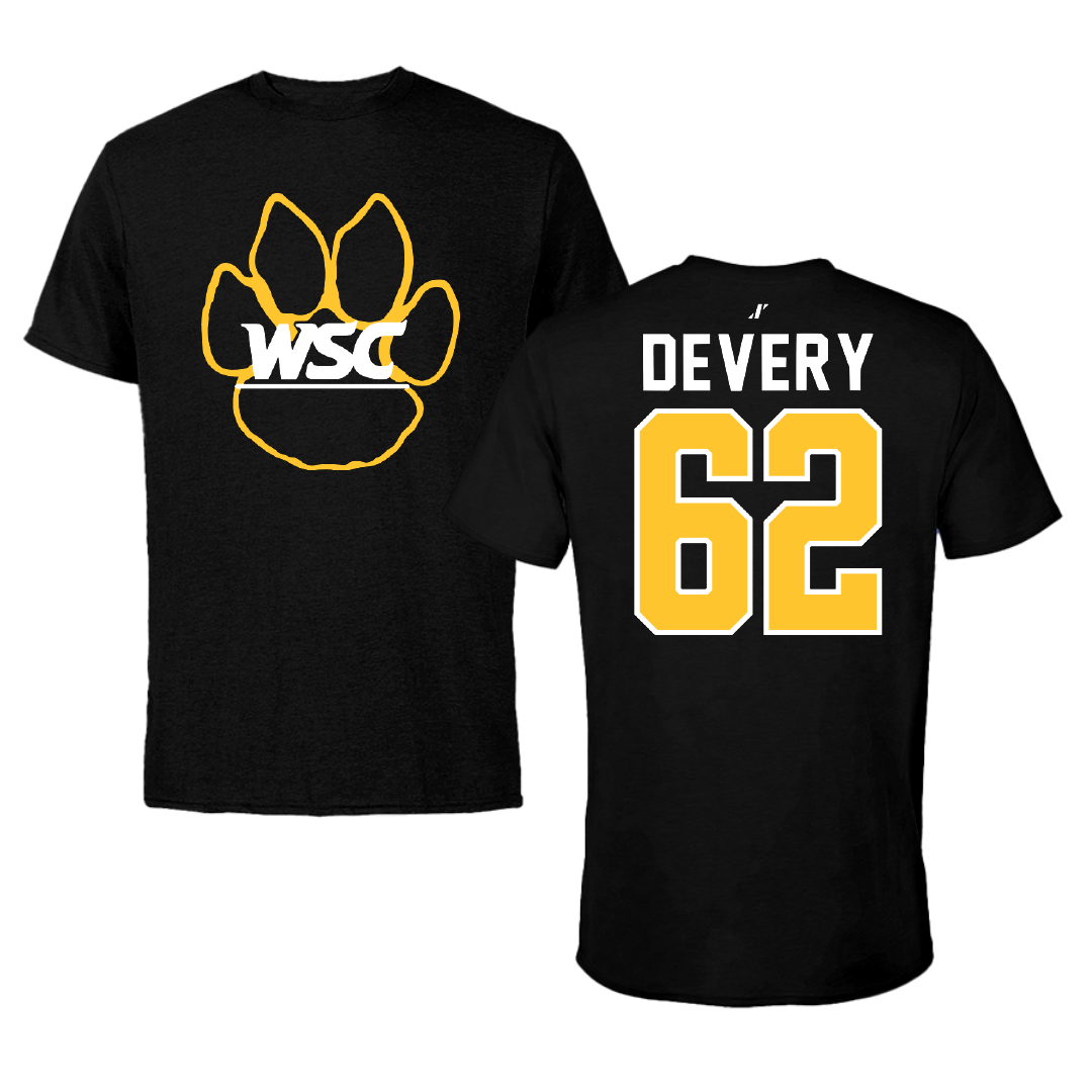 Wayne State College (Nebraska) Football Black Performance Tee - #62 John Devery