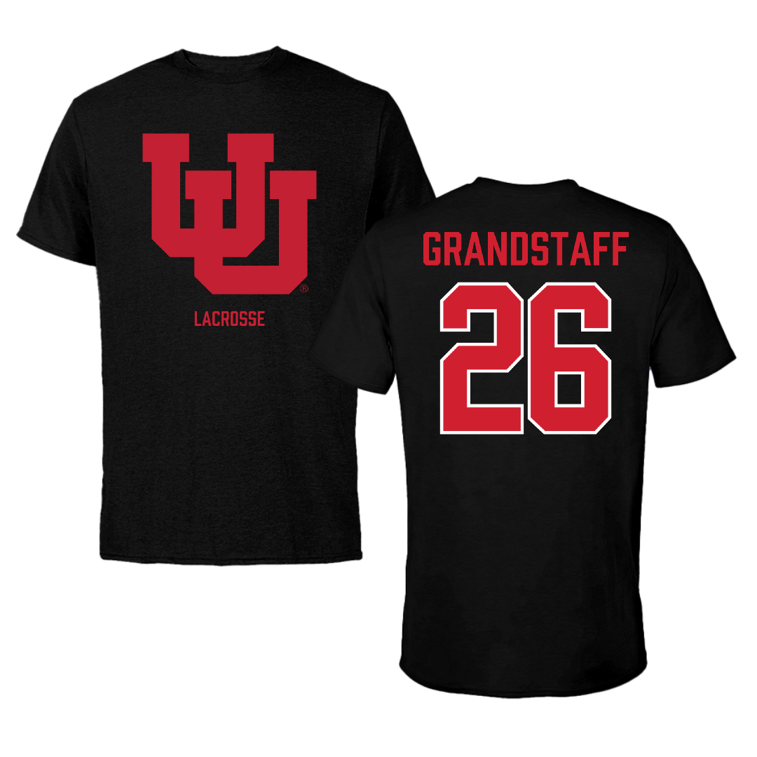 University of Utah Lacrosse (M) Black Tee - #26 Brady Grandstaff