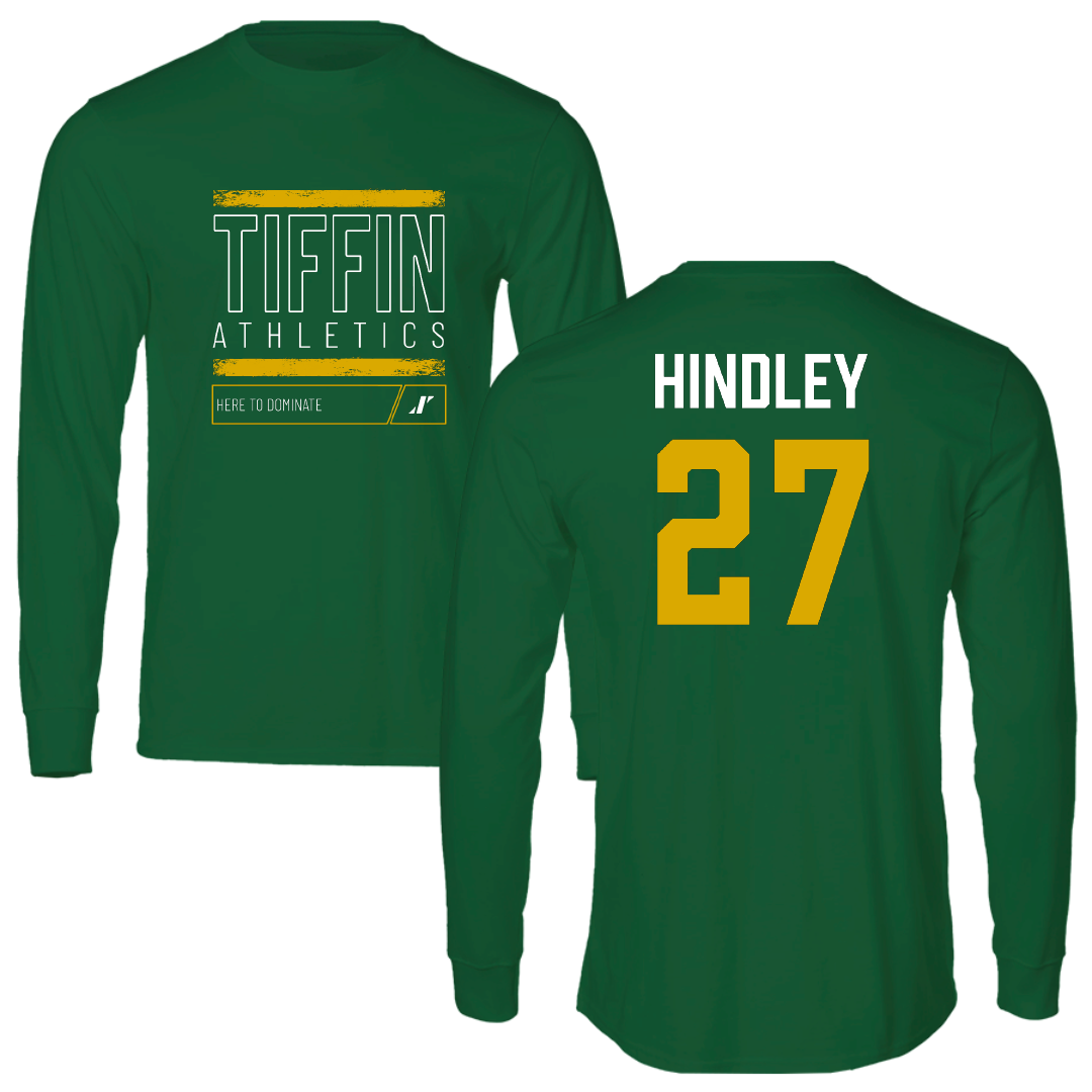 Tiffin University Baseball Green Dominate Performance Long Sleeve - #27 Connor Hindley