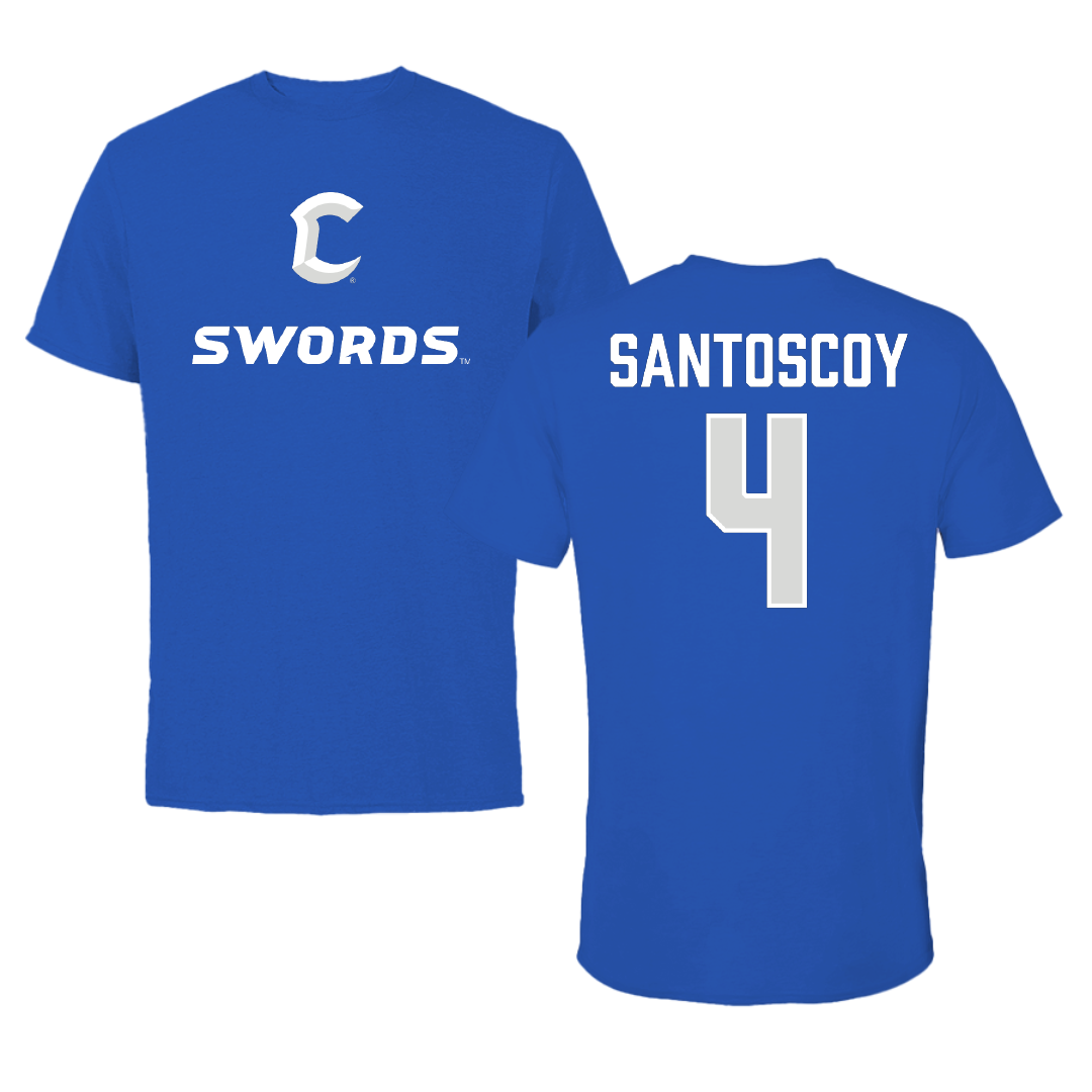 Chaminade University Soccer (M) Blue Performance Tee - #4 Hunter Santoscoy