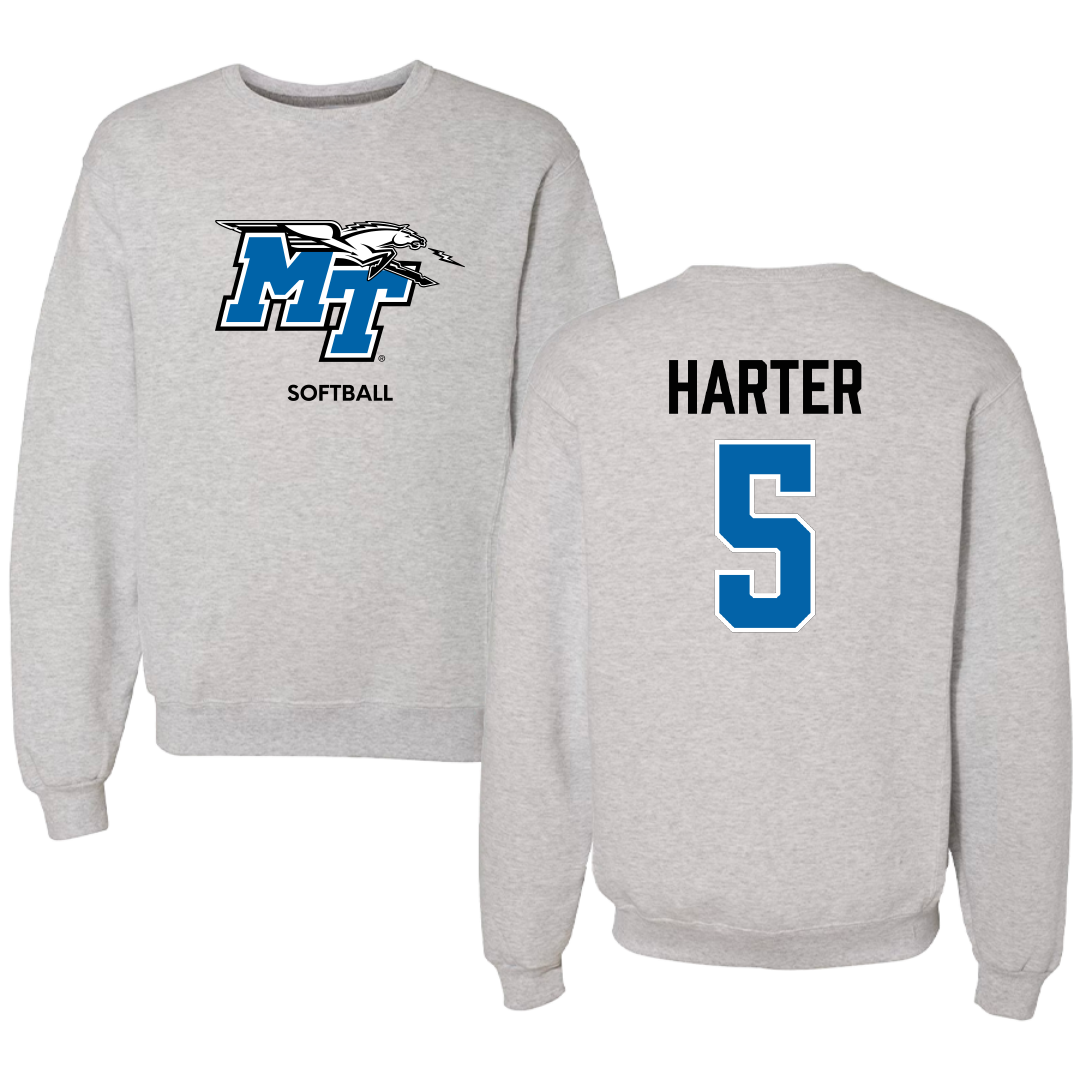 Middle Tennessee State University Softball Light Gray Crewneck - #5 Macie Harter