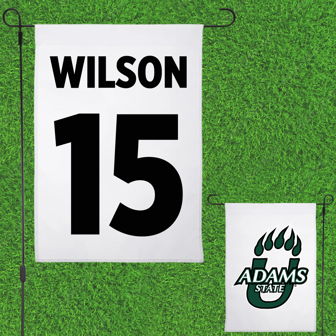 Adams State University Volleyball White Garden Flag - #15 Makylee Wilson