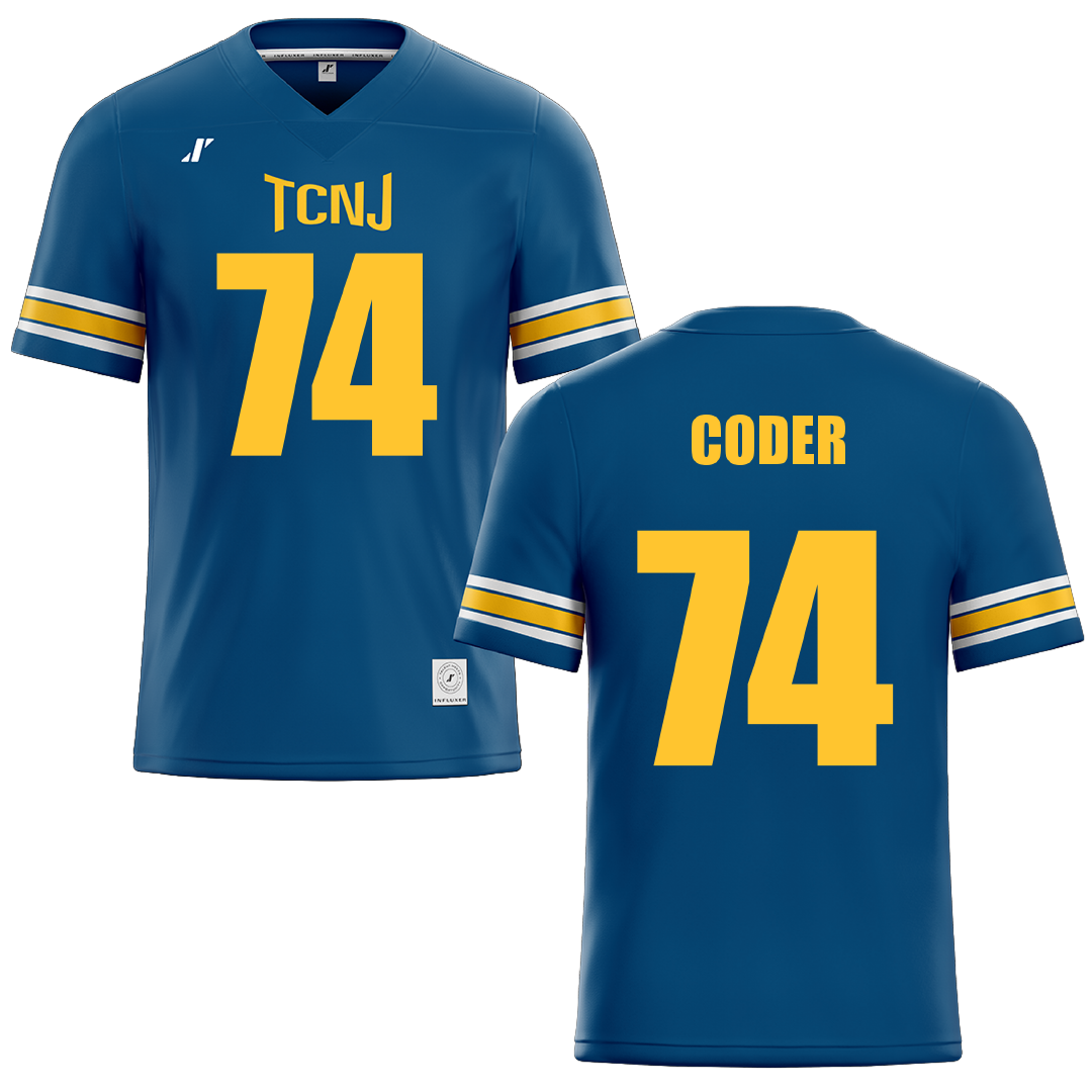 The College of New Jersey Navy Football Jersey - #74 Dane Coder