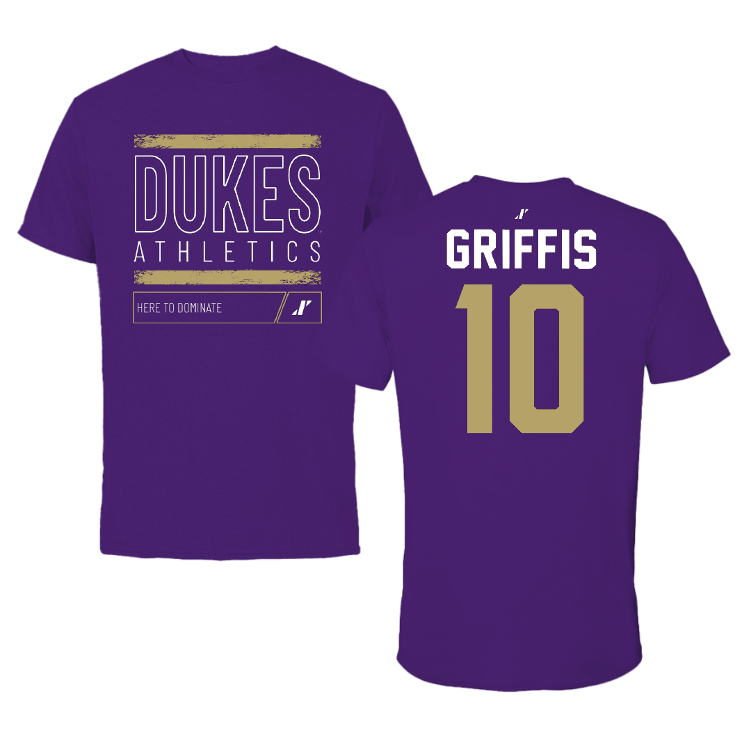 James Madison University Football Purple Dominate Performance Tee - #10 Brett Griffis