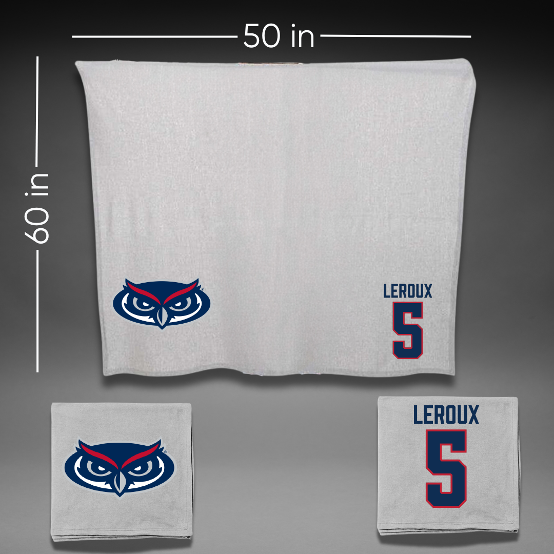 Florida Atlantic University Baseball Gray Blanket - #5 Brando Leroux