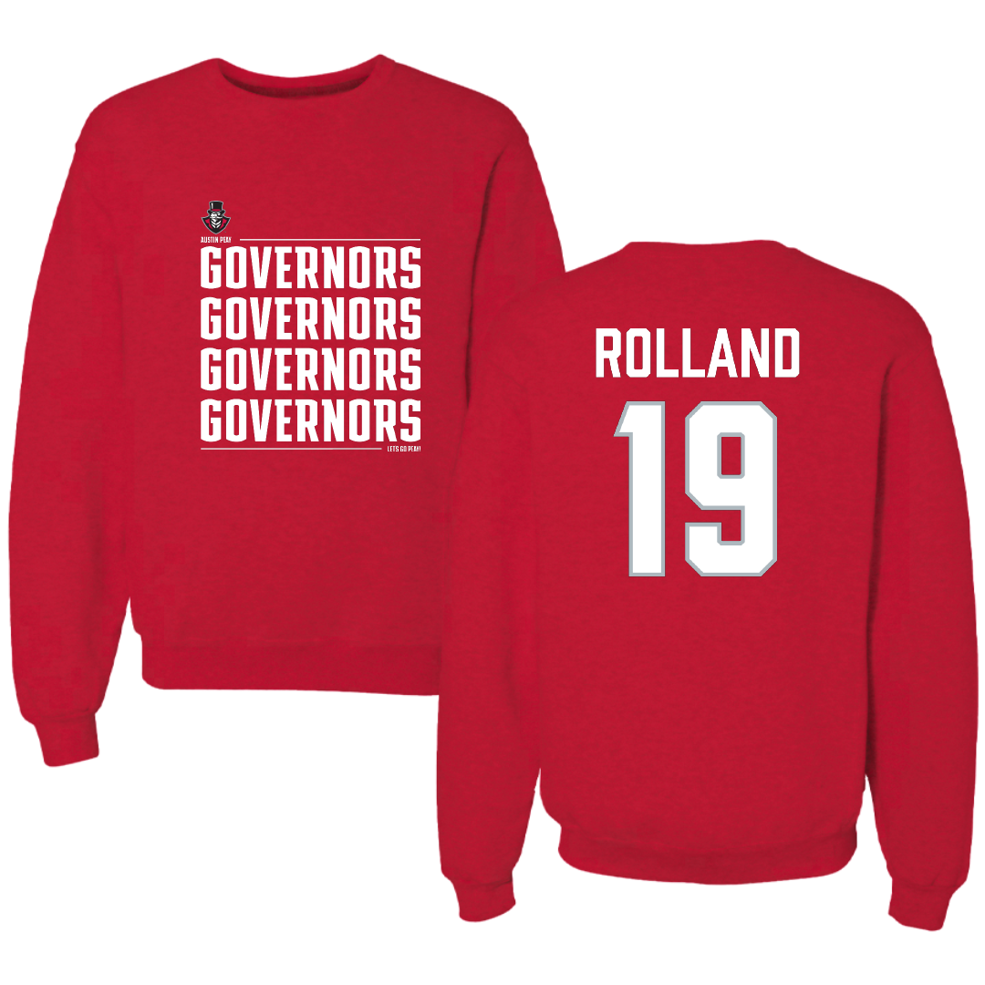 Austin Peay State University Baseball Red General Crewneck - #19 Luke Rolland