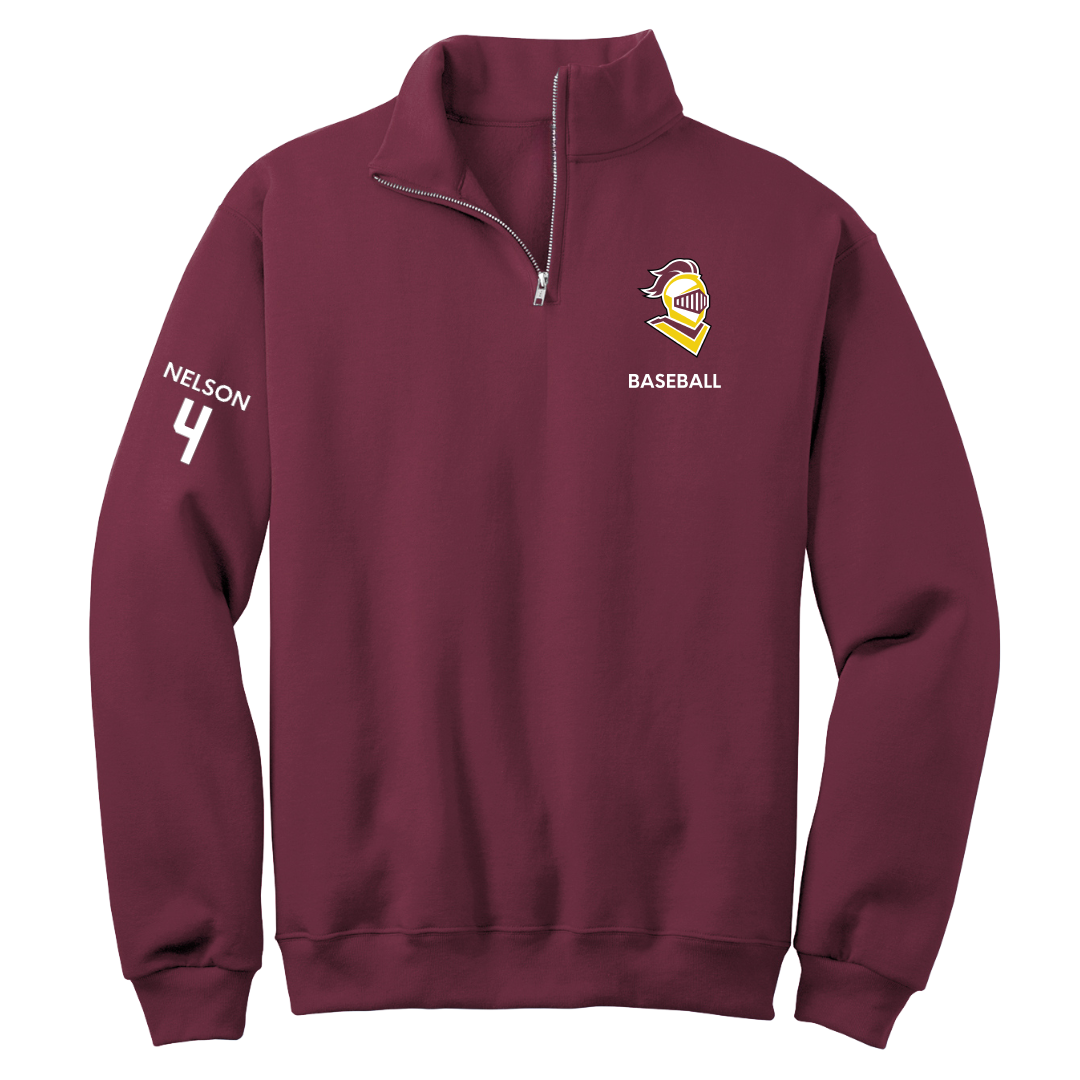 Calvin University Baseball Maroon Quarter-Zip - #4 Logan Nelson