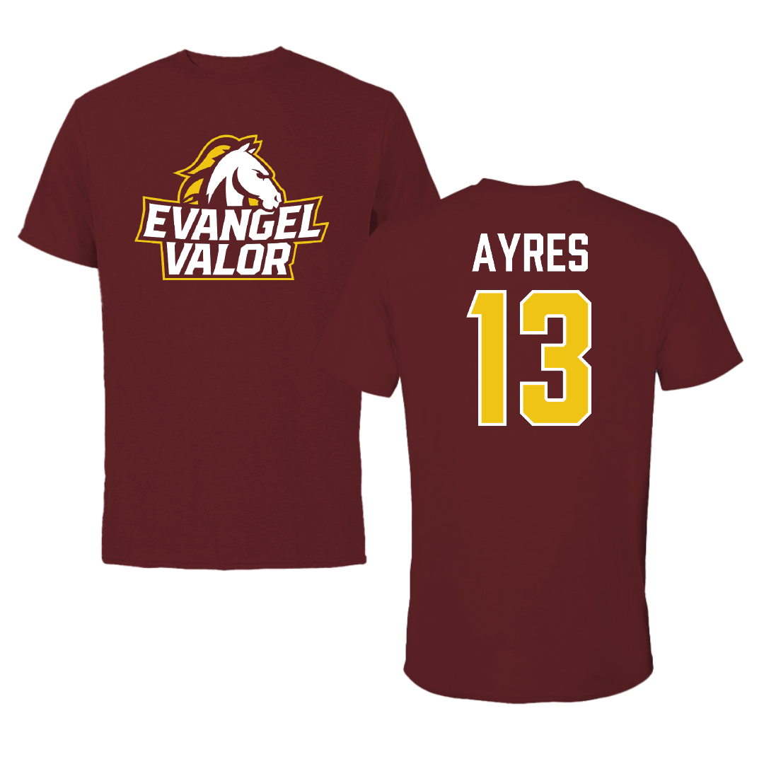 Evangel University Football Maroon Tee - #13 Dylan Ayres