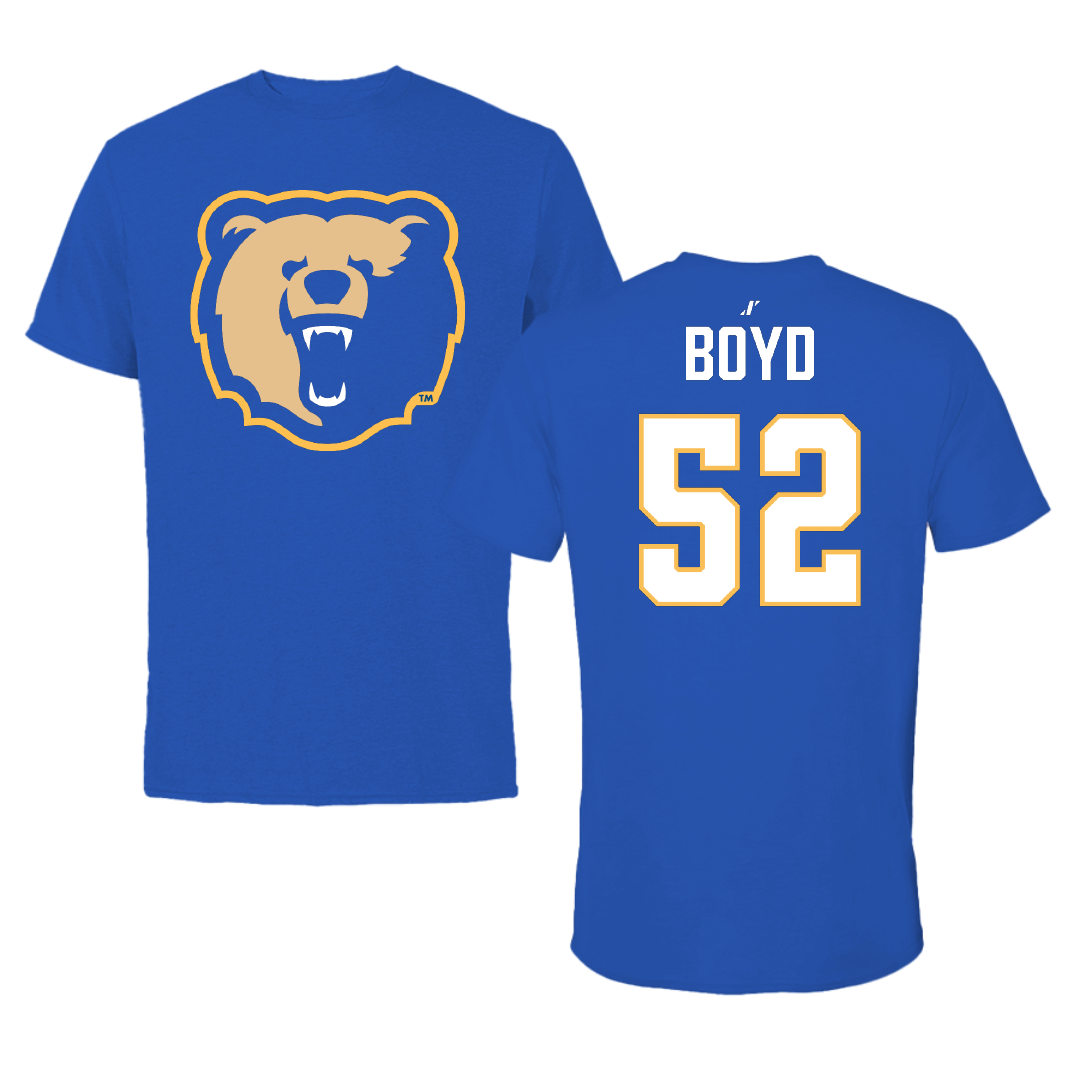 Morgan State University Football Blue Performance Tee - #52 Kristopher Boyd