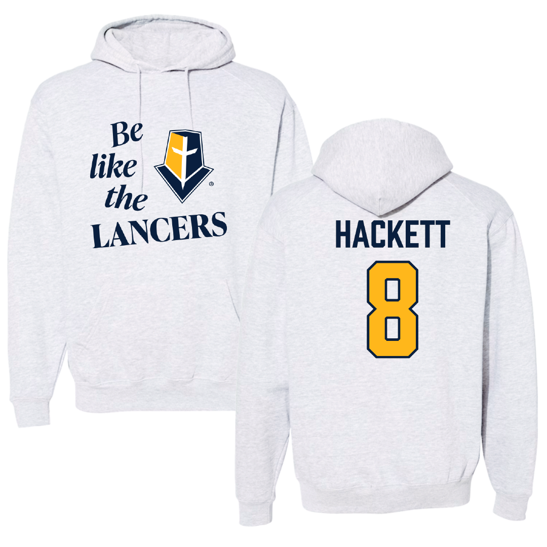 Mount Marty University Soccer Light Gray Be Like Us Hoodie - #8 Olivia Hackett