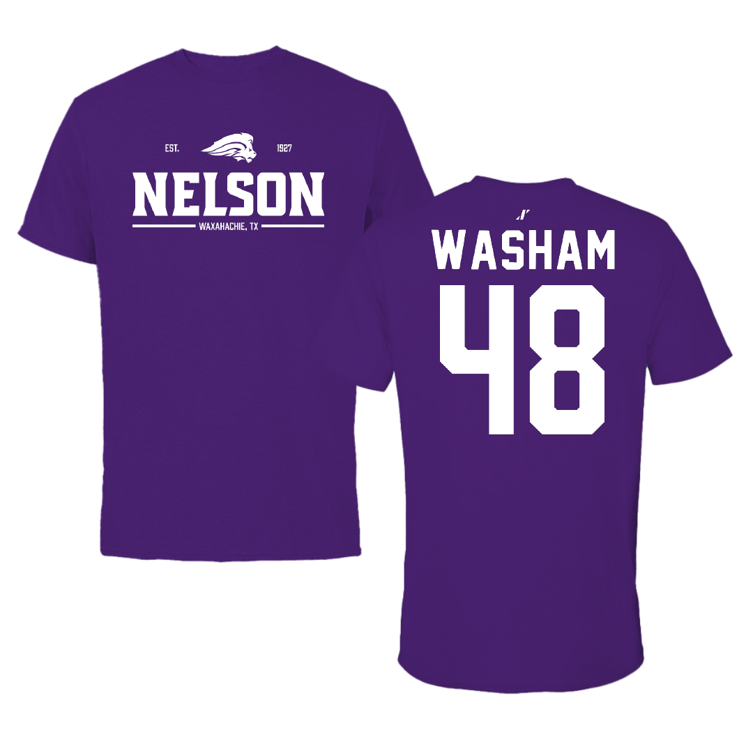 Nelson University Baseball Purple General Tee - #48 Kase Washam