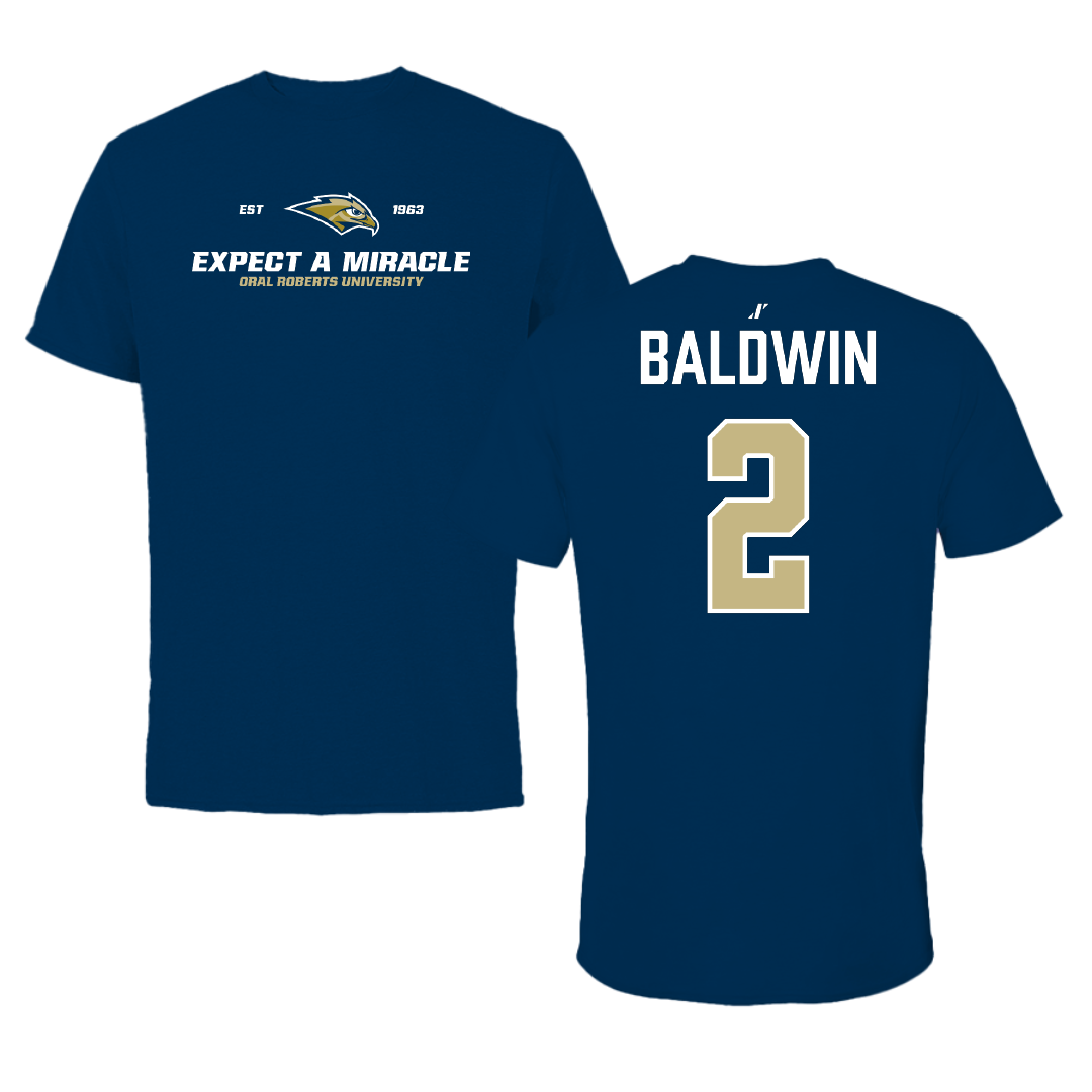 Oral Roberts University Basketball Navy General Performance Tee - #2 Gentry Baldwin