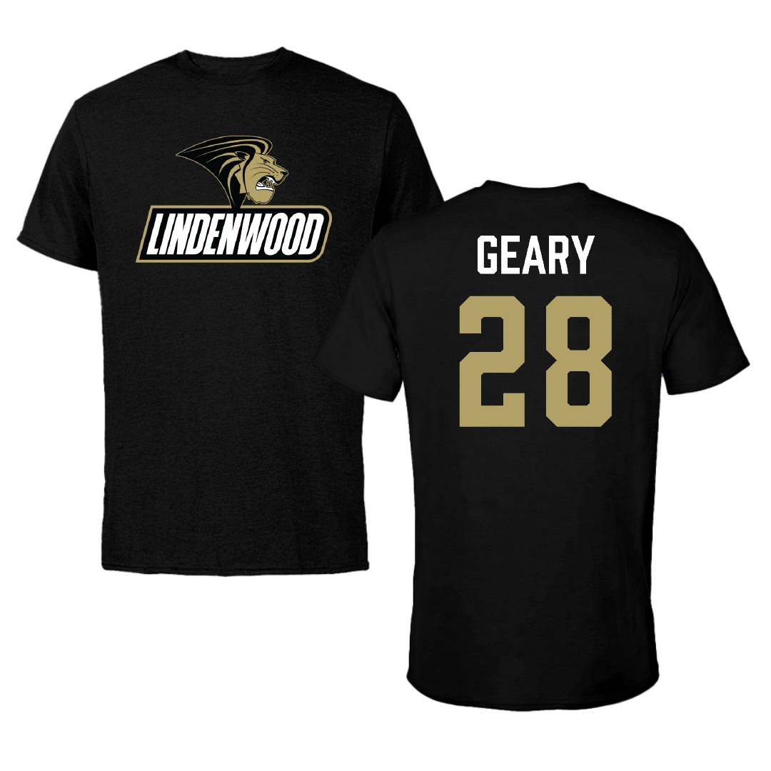 Lindenwood University Softball Black Performance Tee - #28 Emily Geary