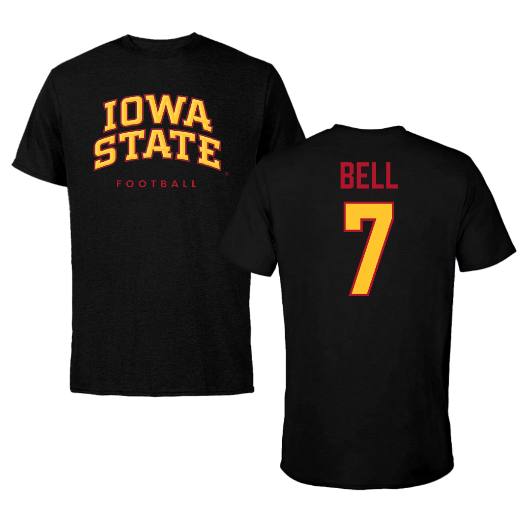 Iowa State University Football Black Performance Tee - #7 Tre Bell