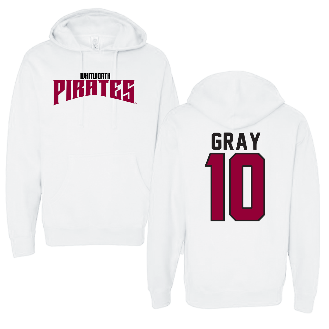 Whitworth University Baseball White Classic Hoodie - #10 Caleb Gray