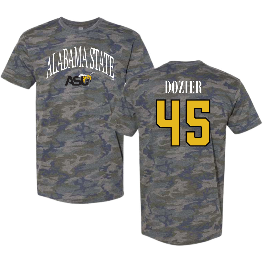 Alabama State University Football Vintage Camo Tee - #45 Rico Dozier