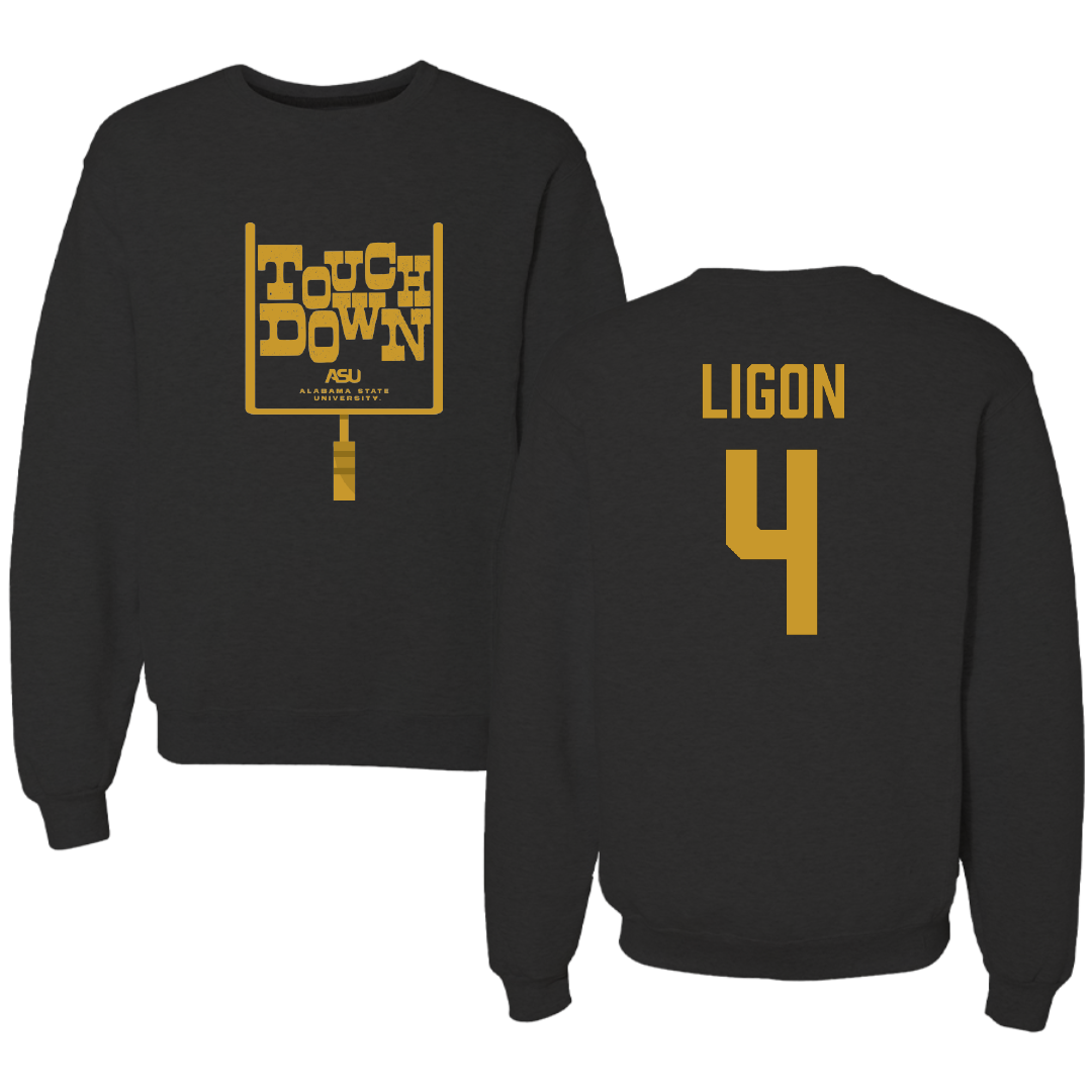 Alabama State University Football Black Touchdown Crewneck - #4 Karl Ligon