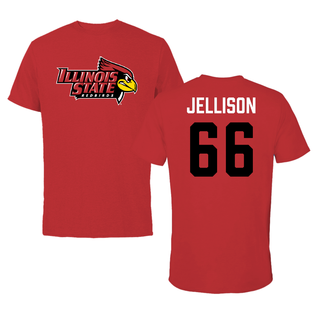 Illinois State University Football Red Redbird Tee - #66 Brayden Jellison