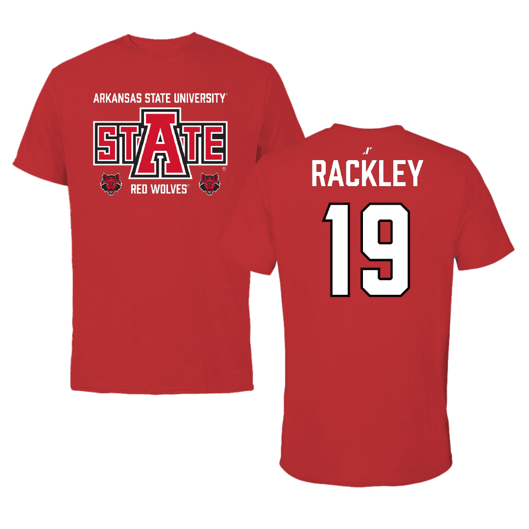Arkansas State University Softball Red General Tee - #19 Ellie Rackley