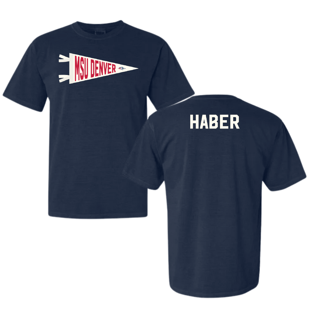 Metropolitan State University of Denver Tennis Navy Pennant Comfort Colors Tee - Hanna Haber