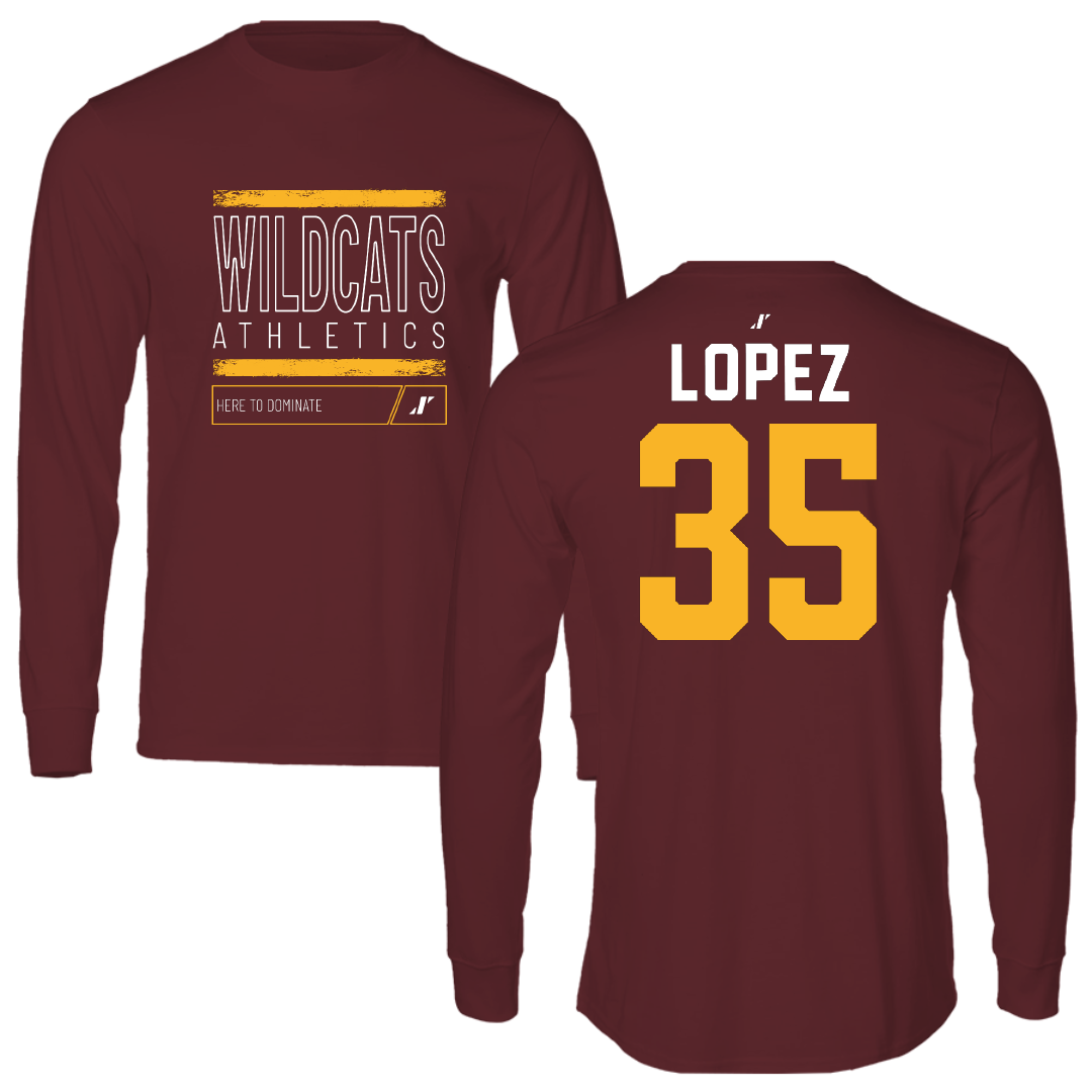 Bethune-Cookman University Baseball Maroon Dominate Performance Long Sleeve - #35 Angel Lopez