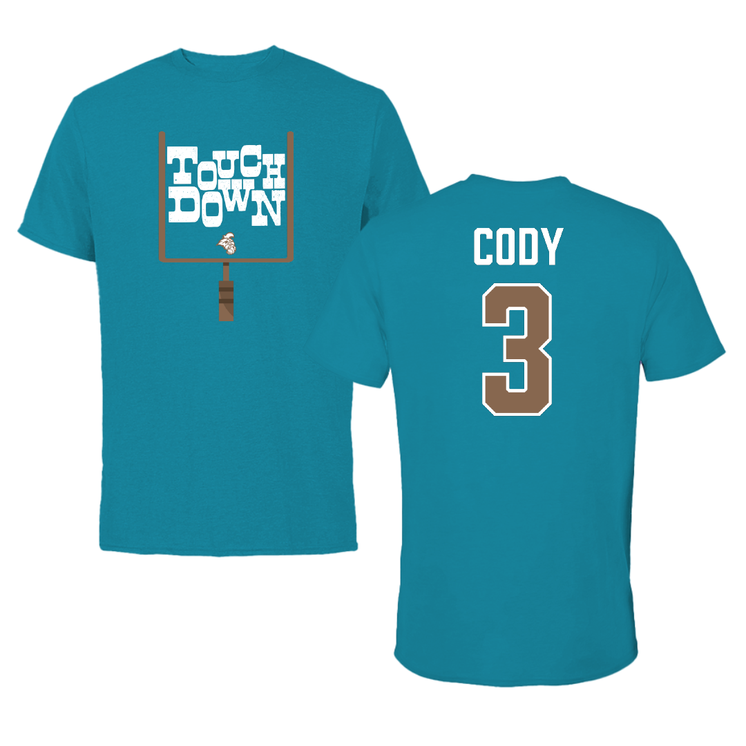 Coastal Carolina University Football Teal Touchdown Tee - #3 Zach Cody