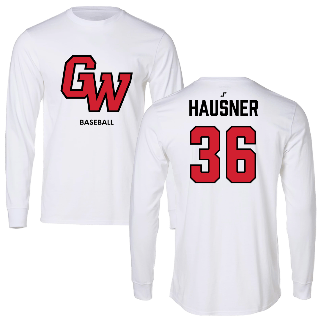 Gardner-Webb University Baseball White Performance Long Sleeve - #36 Anthony Hausner