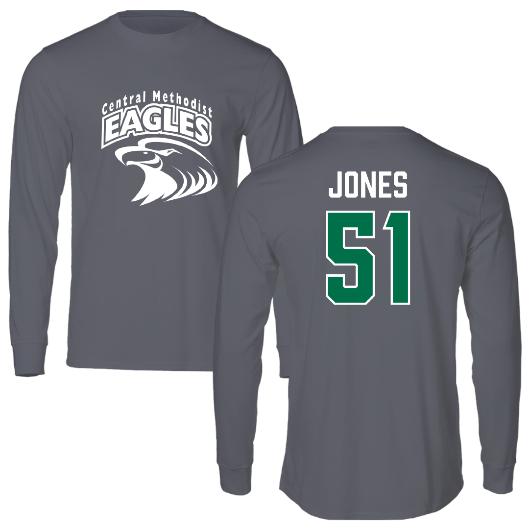 Central Methodist University Football Dark Gray Long Sleeve - #51 Amari Jones