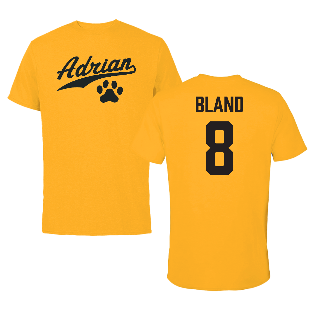 Adrian College Baseball Gold Performance Tee - #8 Justin Bland