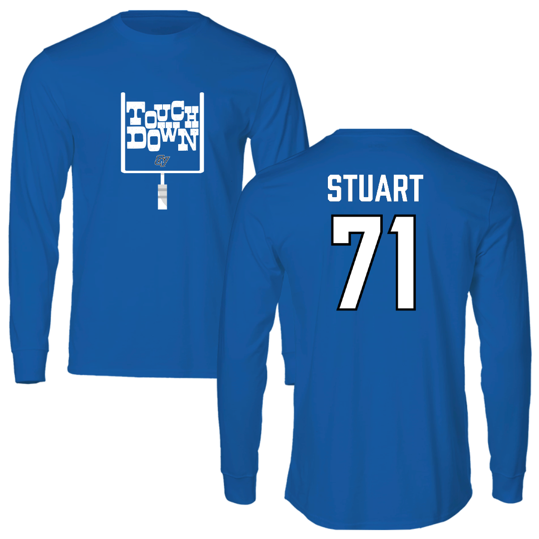 Grand Valley State University Football Blue Touchdown Performance Long Sleeve - #71 Jack Stuart