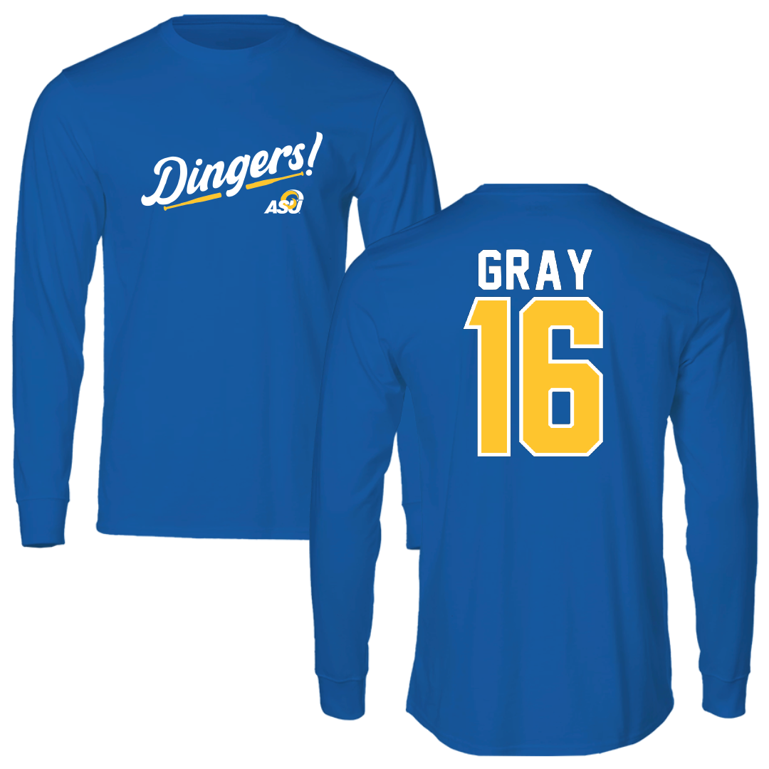 Angelo State University Baseball Blue Dingers Performance Long Sleeve - #16 Nick Gray