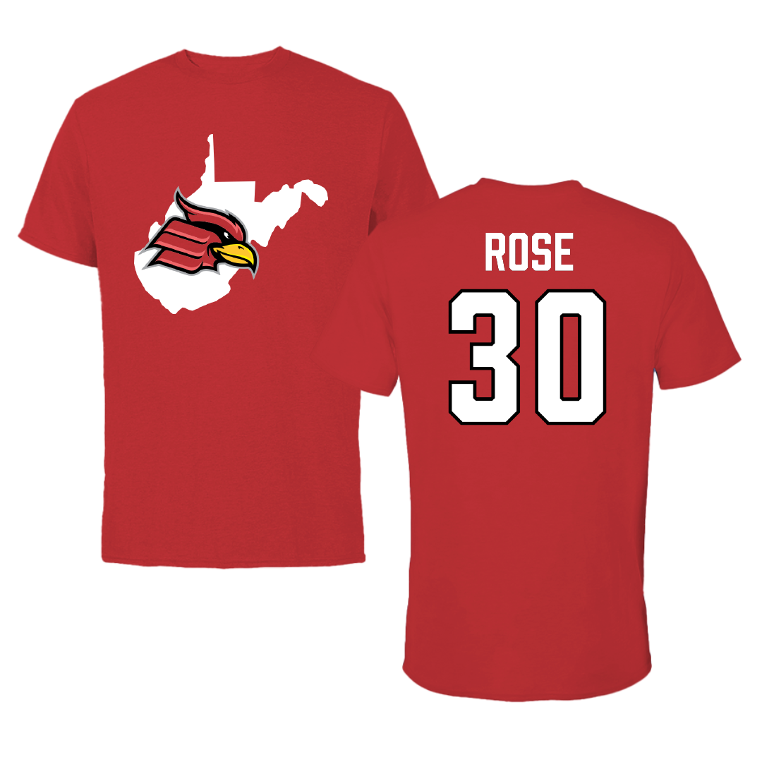 Wheeling University Lacrosse Red State Tee - #30 Colton Rose