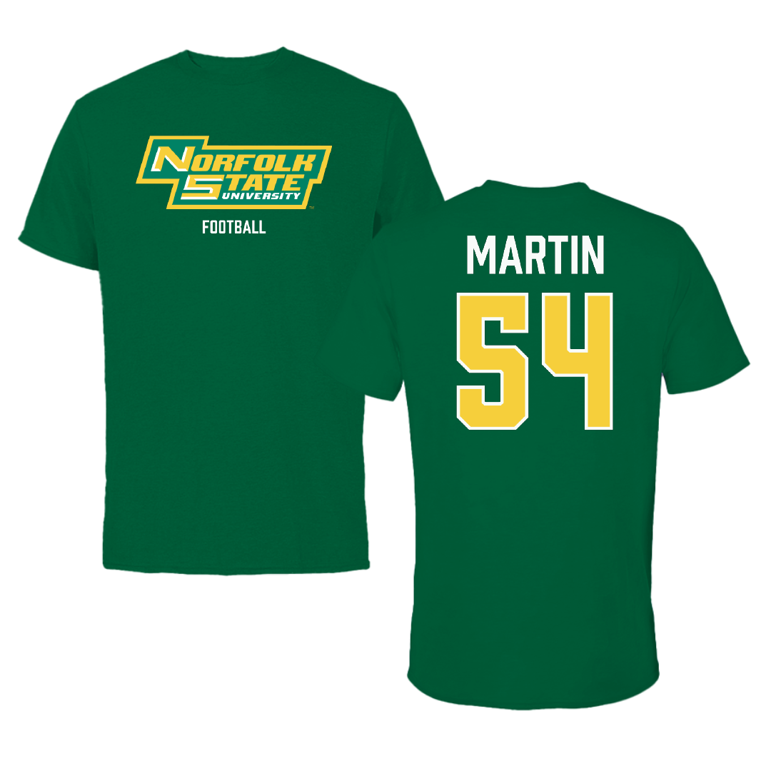 Norfolk State University Football Green Tee - #54 Javontay Martin