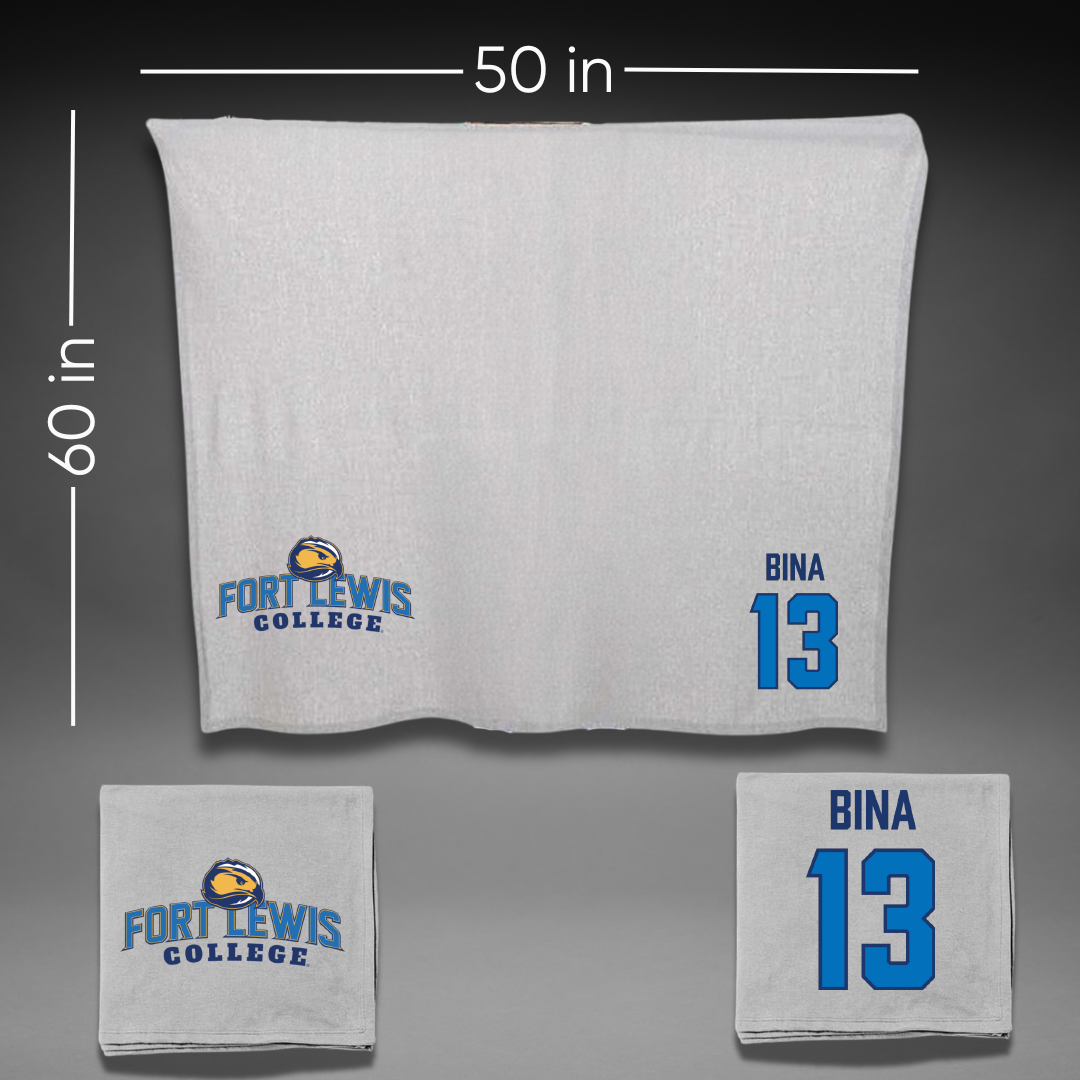 Fort Lewis College Lacrosse Gray Blanket - #13 Madeleine Bina