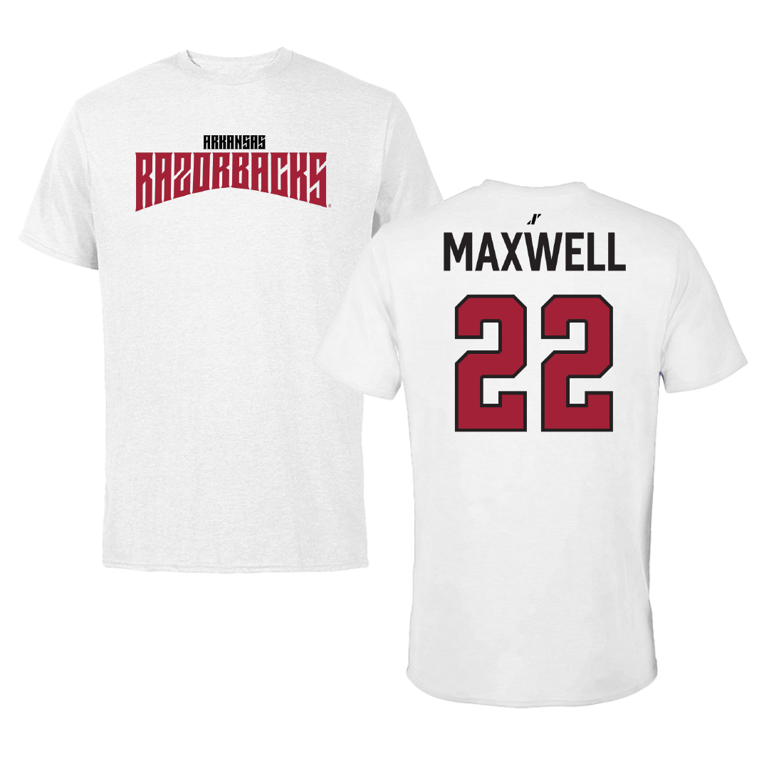 University of Arkansas Baseball White Classic Performance Tee - #22 Logan Maxwell
