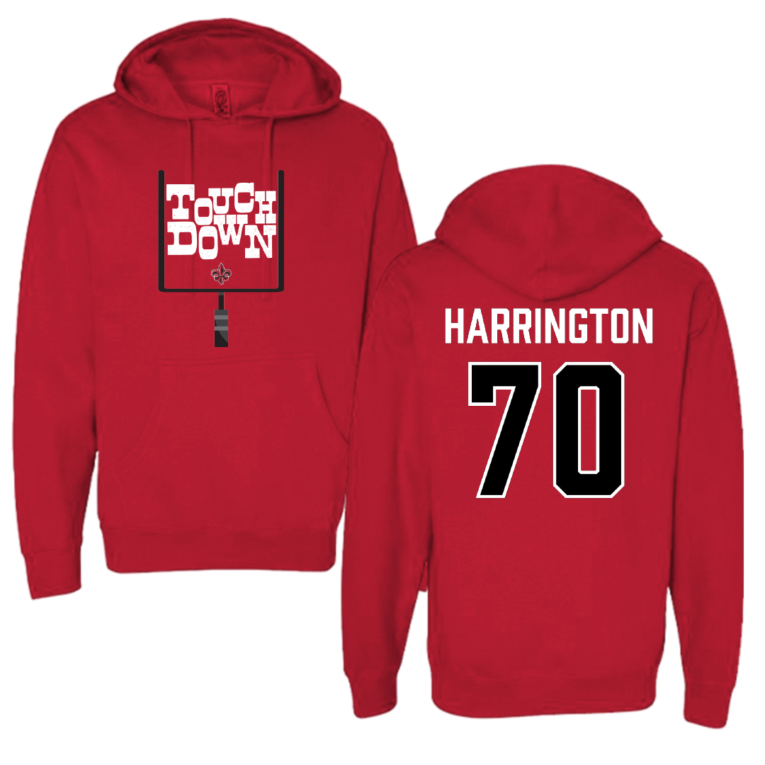 University of Louisiana at Lafayette Football Red Touchdown Hoodie - #70 Jax Harrington
