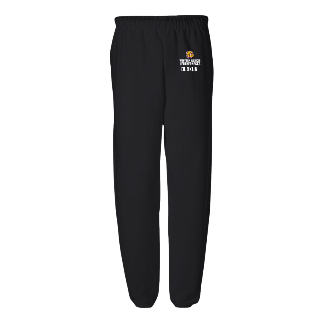 Western Illinois University Football Black Sweatpants - #30 Jaylen Olokun