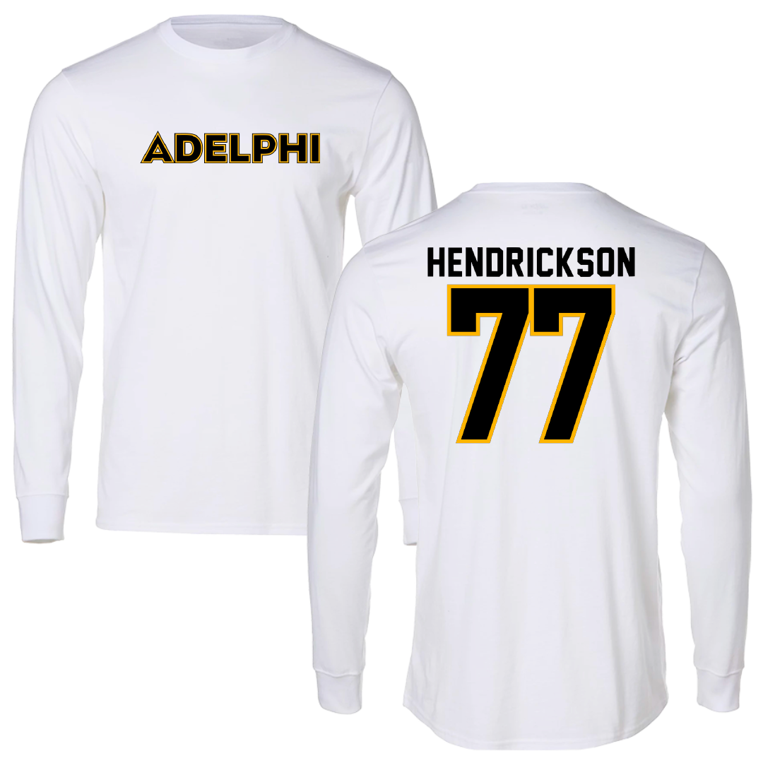 Adelphi University Lacrosse White Long Sleeve - #77 Michael Hendrickson