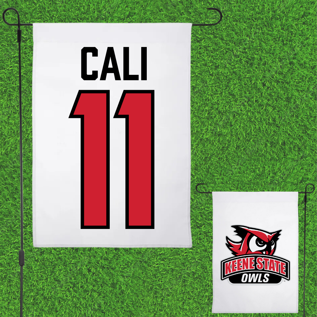 Keene State College Baseball White Garden Flag - #11 Evan Cali