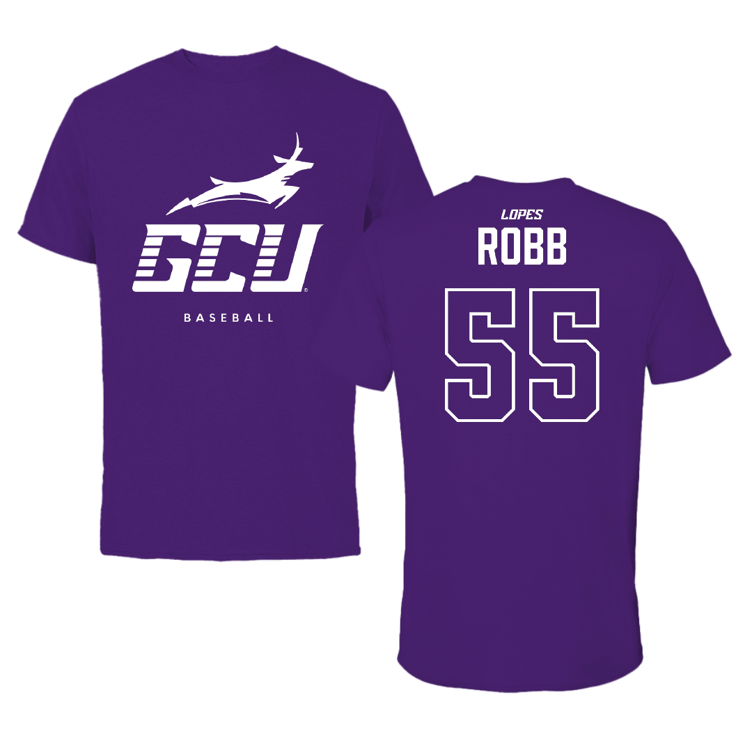 Grand Canyon University Baseball Team Purple Tee - #55 Nicholas Robb