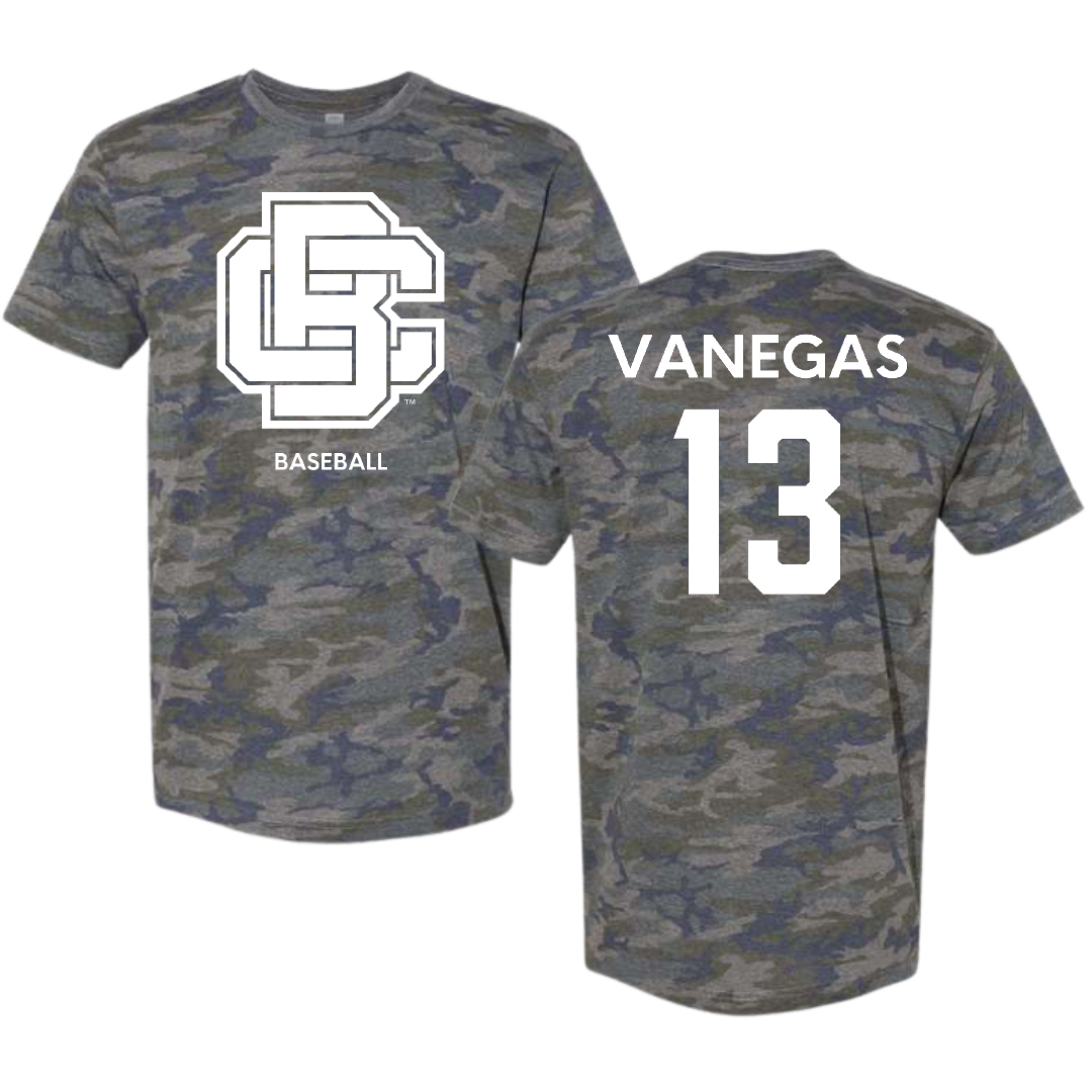 Bethune-Cookman University Baseball Vintage Camo Tee - #13 Jesus Vanegas