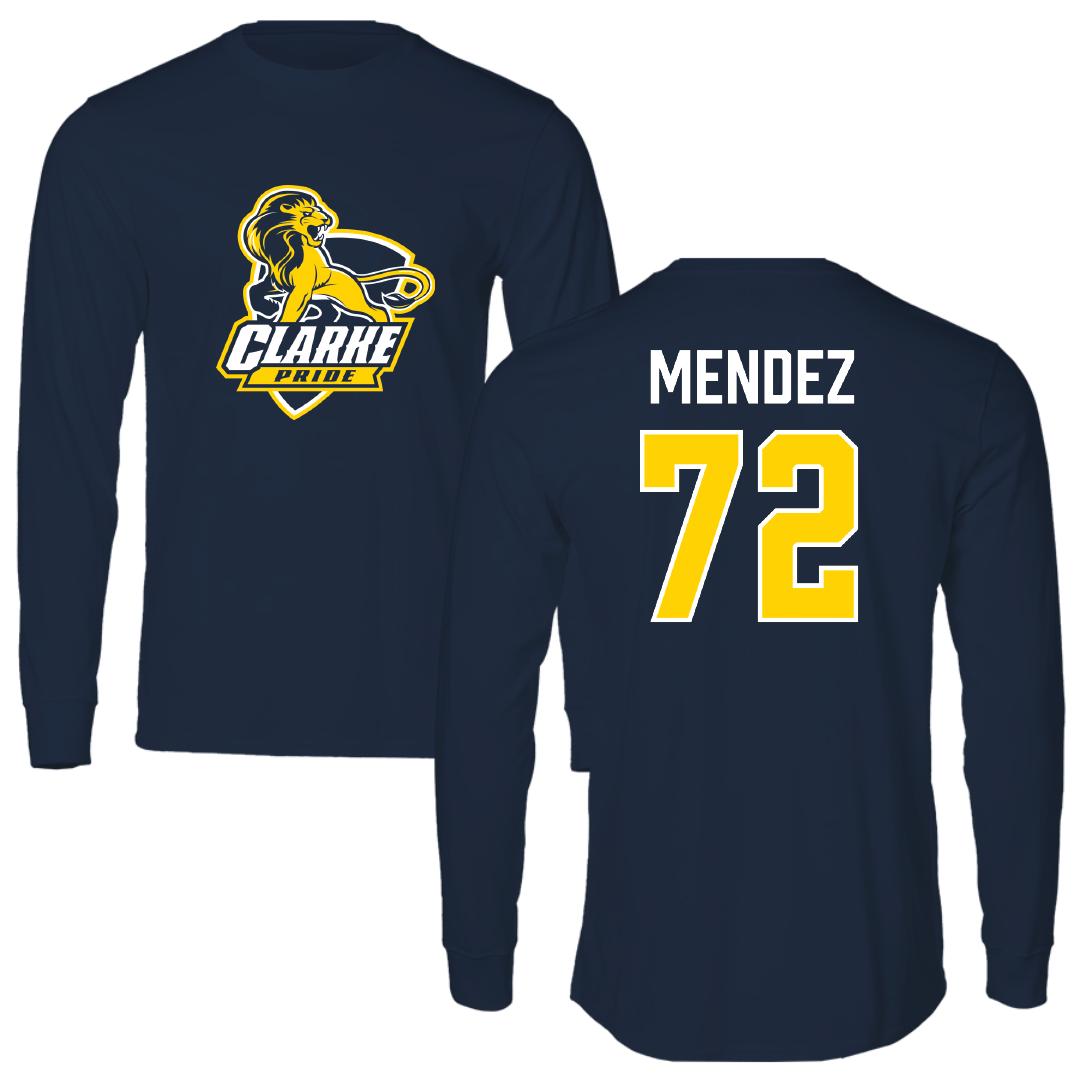 Clarke University Baseball Navy Long Sleeve - #72 Daniel Mendez