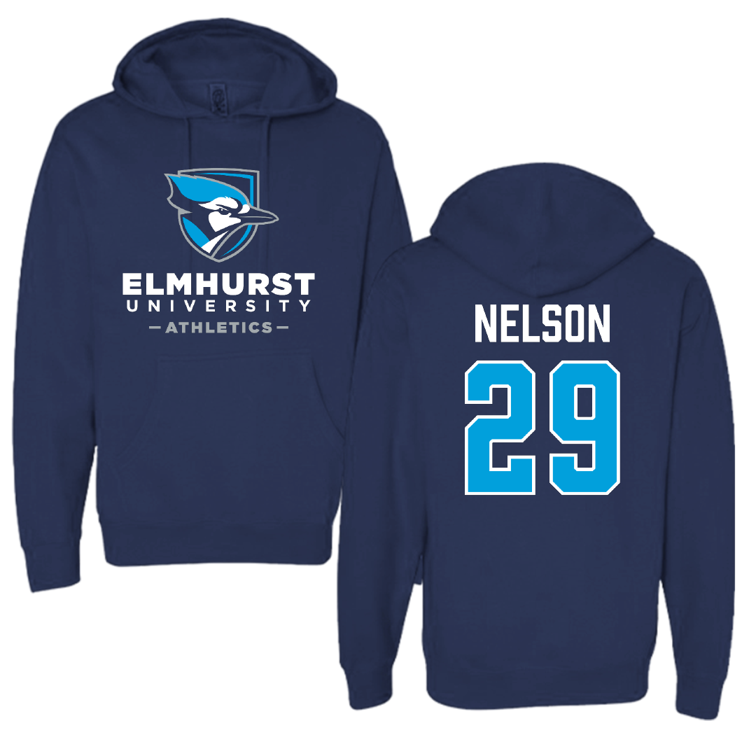 Elmhurst University Baseball Navy Hoodie - #29 Aidan Nelson