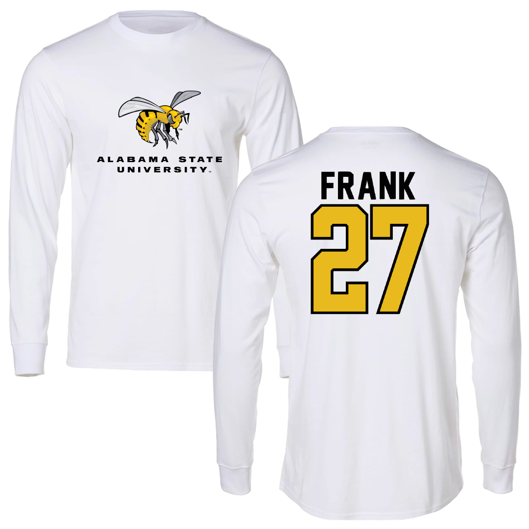 Alabama State University Softball White Block Long Sleeve - #27 Ayana Frank
