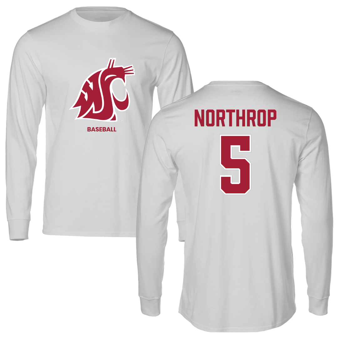 Washington State University Baseball Light Gray Performance Long Sleeve - #5 Kyler Northrop