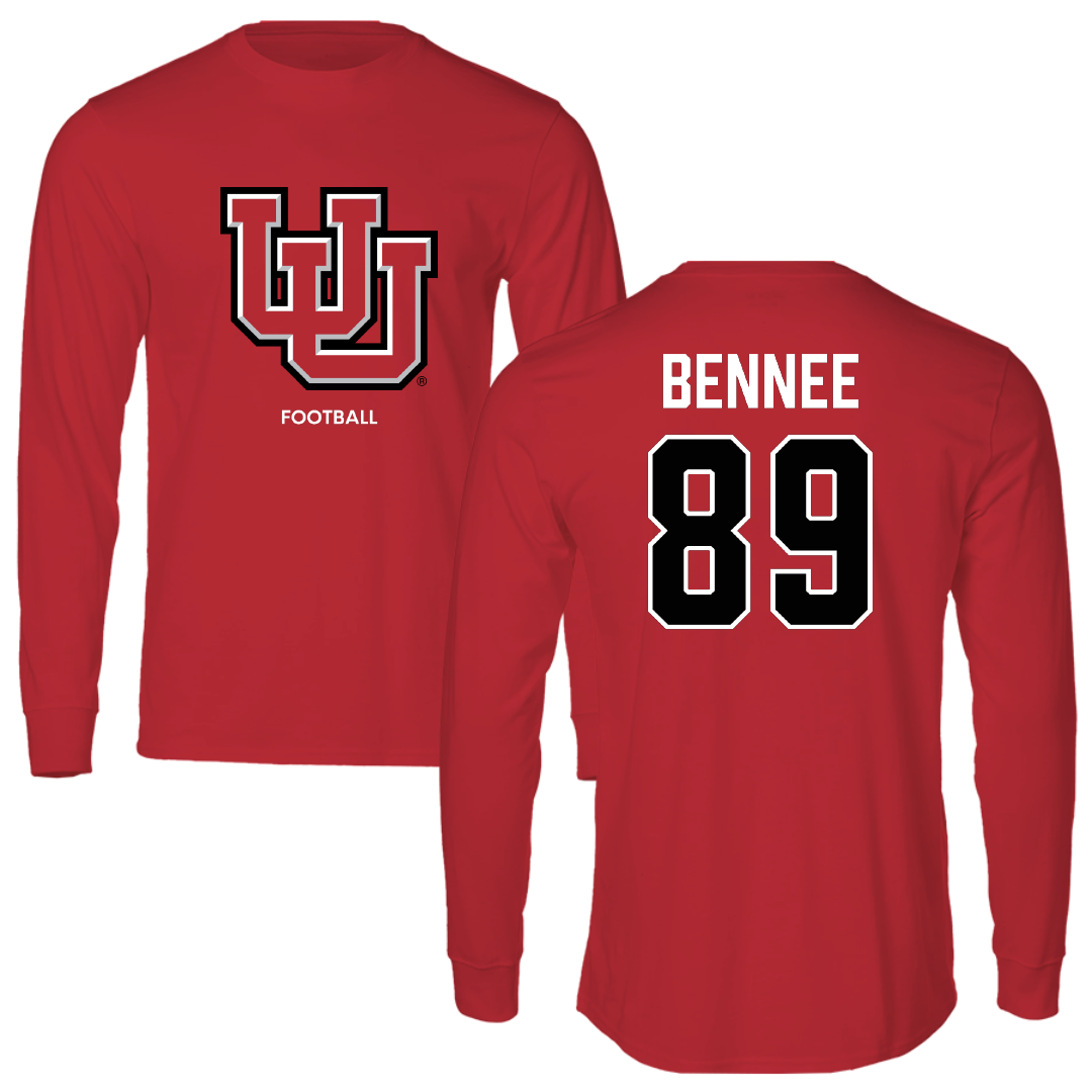 University of Utah Football Red Block Performance Long Sleeve - #89 Noah Bennee