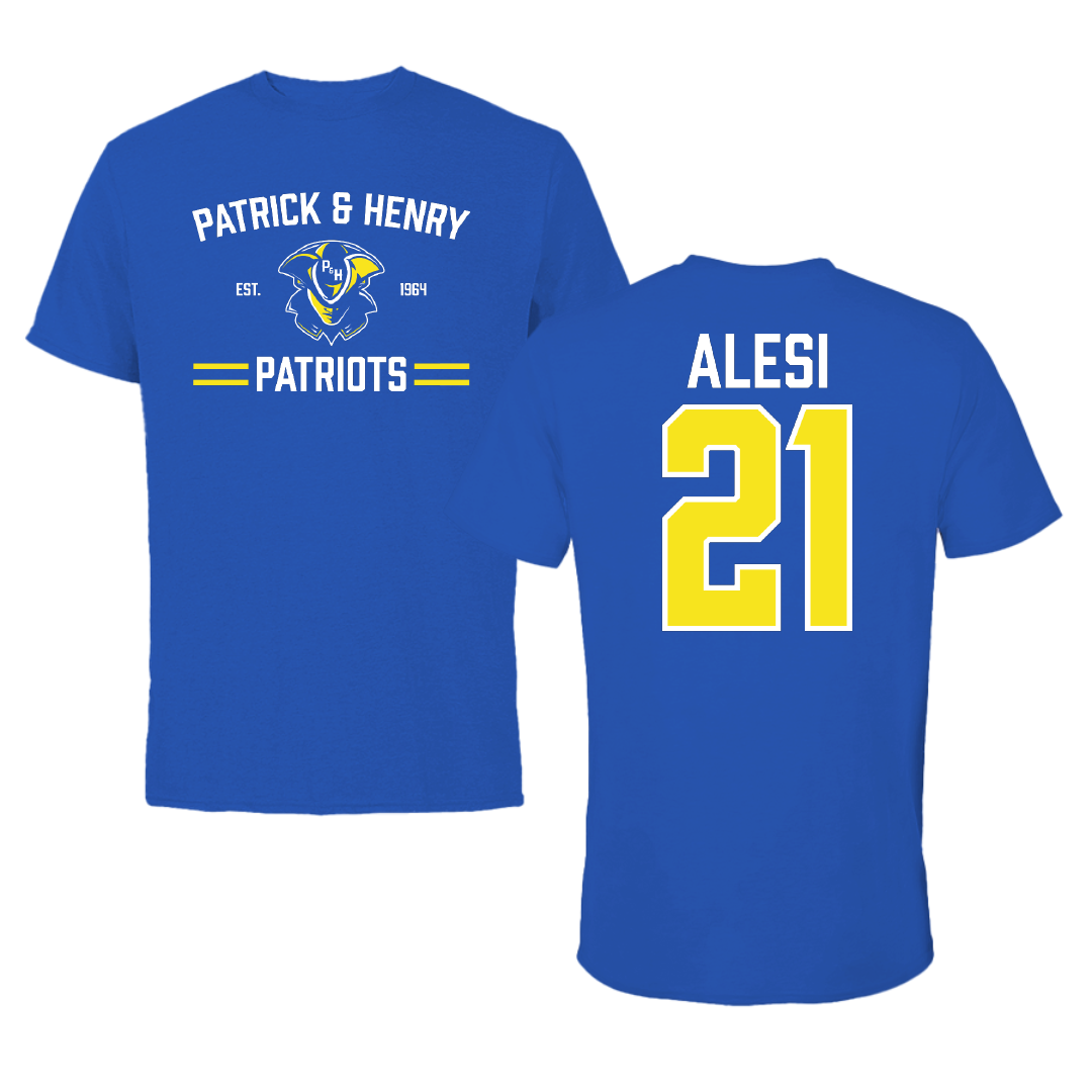 Patrick & Henry Community College Baseball Blue General Tee - #21 Anthony Alesi