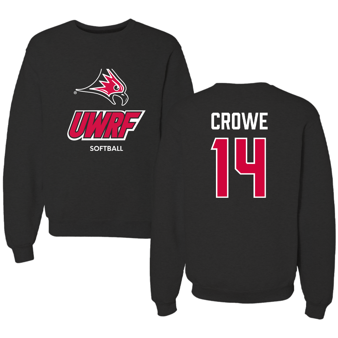 University of Wisconsin-River Falls Softball Black Crewneck - #14 Emily Crowe