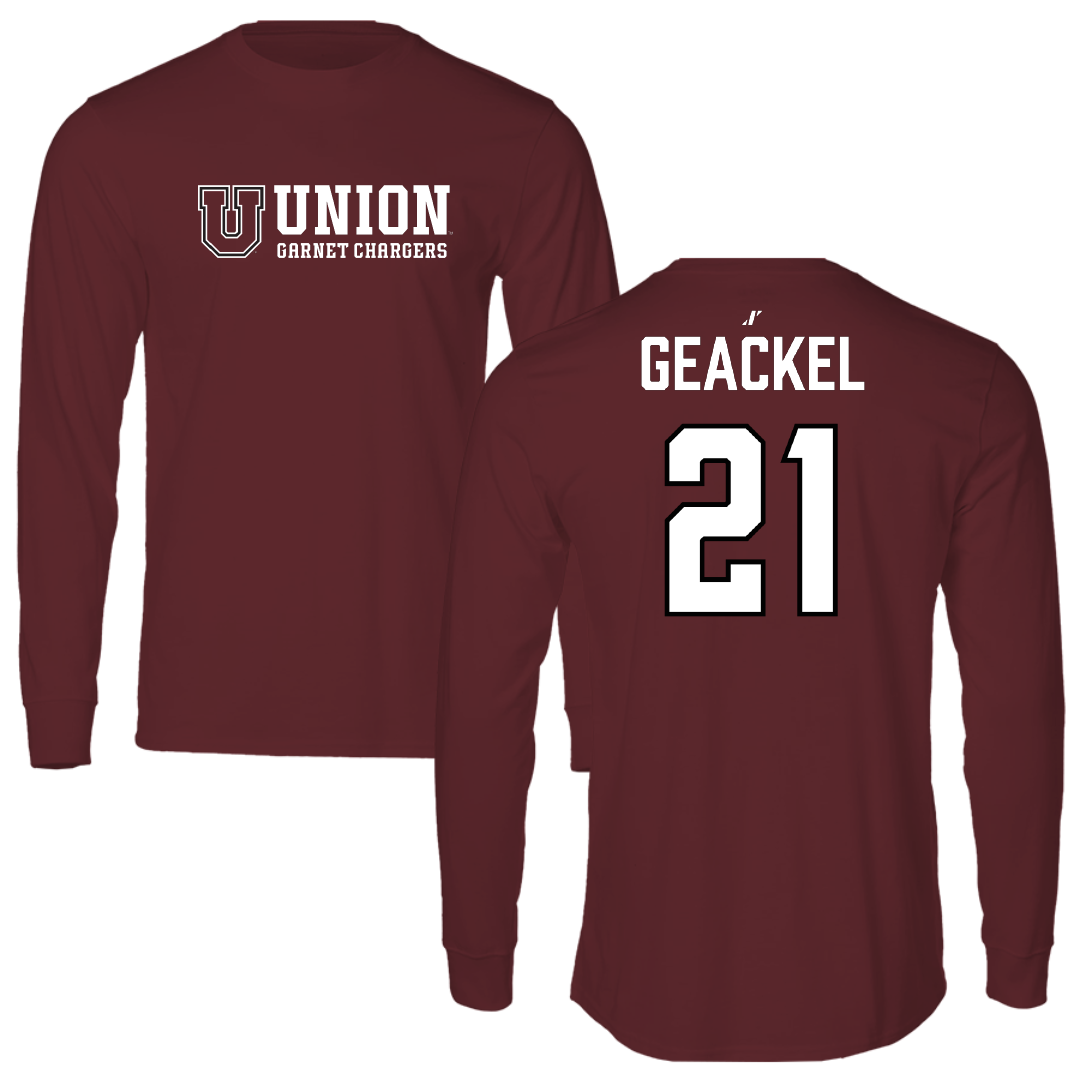 Union College Softball Maroon General Performance Long Sleeve - #21 Sarah Geackel