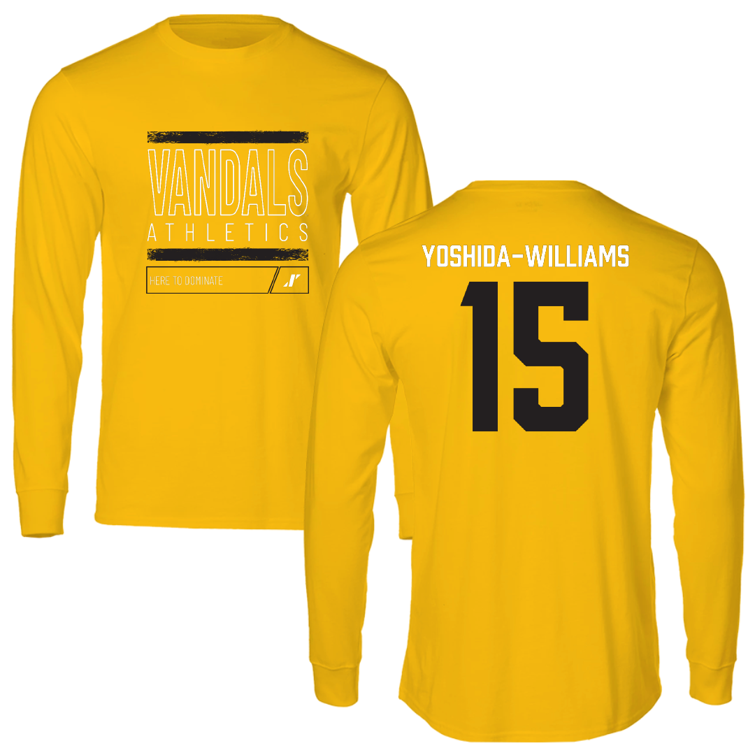 University of Idaho Soccer Gold Dominate Performance Long Sleeve - #15 Karli Yoshida-Williams